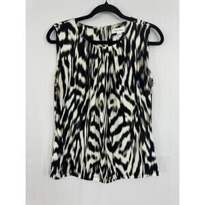Calvin Klein Zebra Print Sleeveless Blouse - Size M, y2k, Retro, Animal, Tank